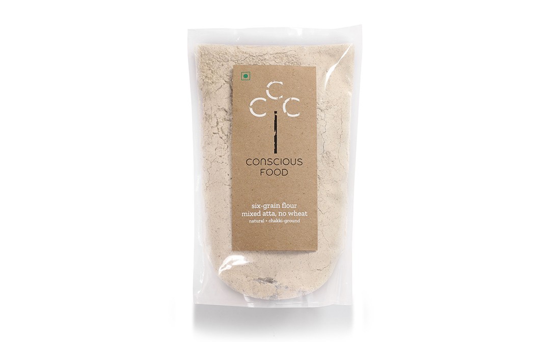 Conscious Food Six Grain Flour Mixed Atta, No Wheat   Pack  500 grams